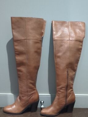 Corso Como Over-the-Knee Genuine Leather Boots Tan Brown 8.5 Block Heel